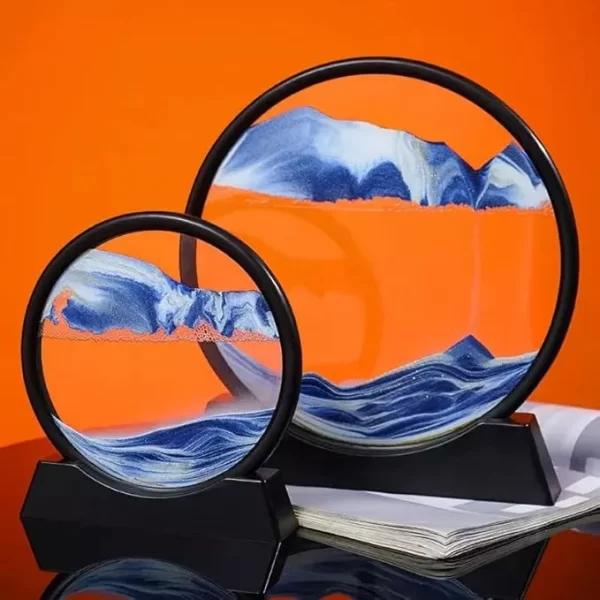 Moving Sand Art Picture Glass Liquid Painting 3D Natural Landscape showpieces for Home Decor Antique Gifts for Kids Office Desktop Decoration Desk Table Decorative Items - Image 3