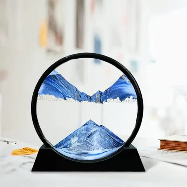 Moving Sand Art Picture Glass Liquid Painting 3D Natural Landscape showpieces for Home Decor Antique Gifts for Kids Office Desktop Decoration Desk Table Decorative Items - Image 2